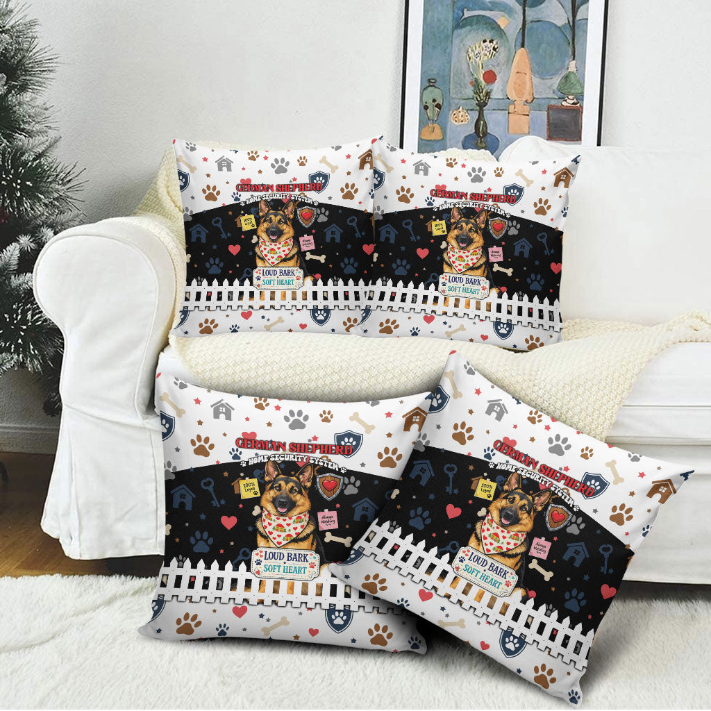 German Shepherd Home Security With A Heart Pillow Cover Officer Loyal Guard Dog Best Friend Mascot