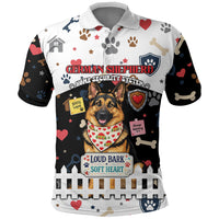 German Shepherd Home Security With A Heart Polo Shirt Officer Loyal Guard Dog Best Friend Mascot