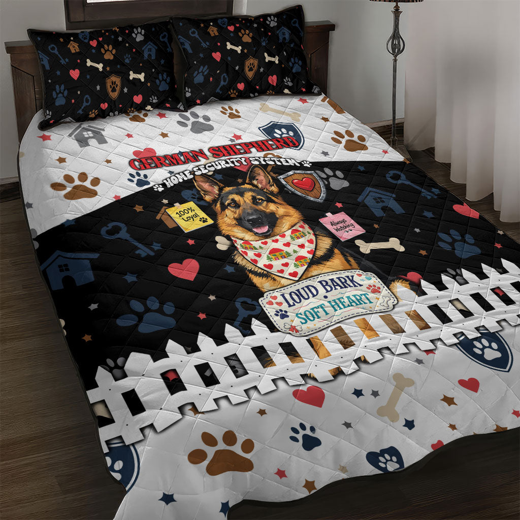 German Shepherd Home Security With A Heart Quilt Bed Set Officer Loyal Guard Dog Best Friend Mascot