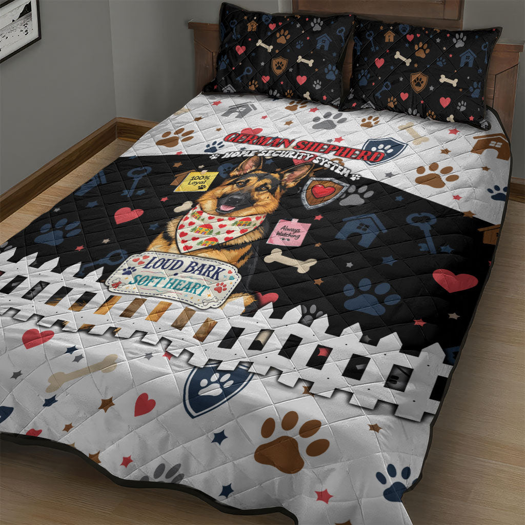 German Shepherd Home Security With A Heart Quilt Bed Set Officer Loyal Guard Dog Best Friend Mascot