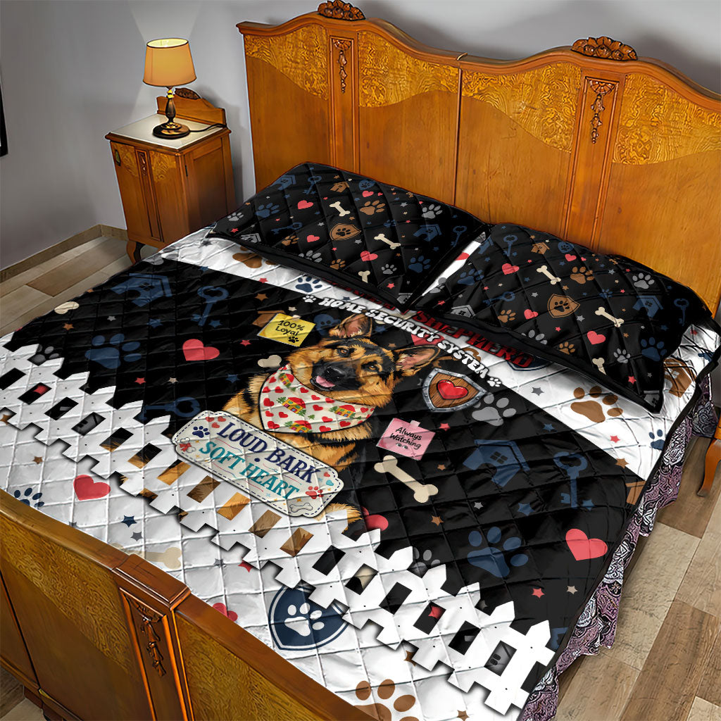 German Shepherd Home Security With A Heart Quilt Bed Set Officer Loyal Guard Dog Best Friend Mascot