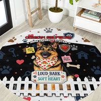 German Shepherd Home Security With A Heart Round Carpet Officer Loyal Guard Dog Best Friend Mascot