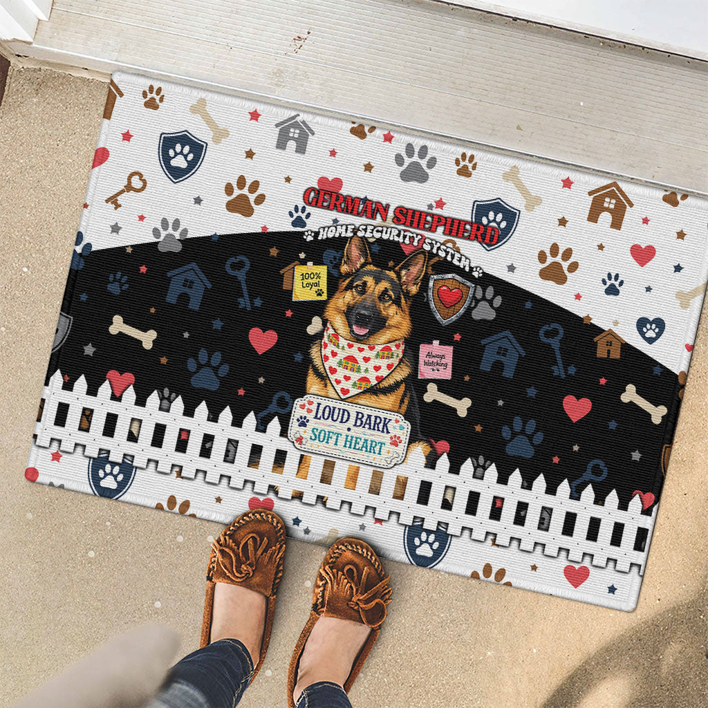 German Shepherd Home Security With A Heart Rubber Doormat Officer Loyal Guard Dog Best Friend Mascot