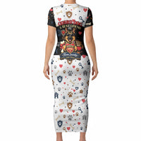 German Shepherd Home Security With A Heart Short Sleeve Bodycon Dress Officer Loyal Guard Dog Best Friend Mascot