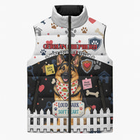 German Shepherd Home Security With A Heart Sleeveless Puffer Jacket Officer Loyal Guard Dog Best Friend Mascot