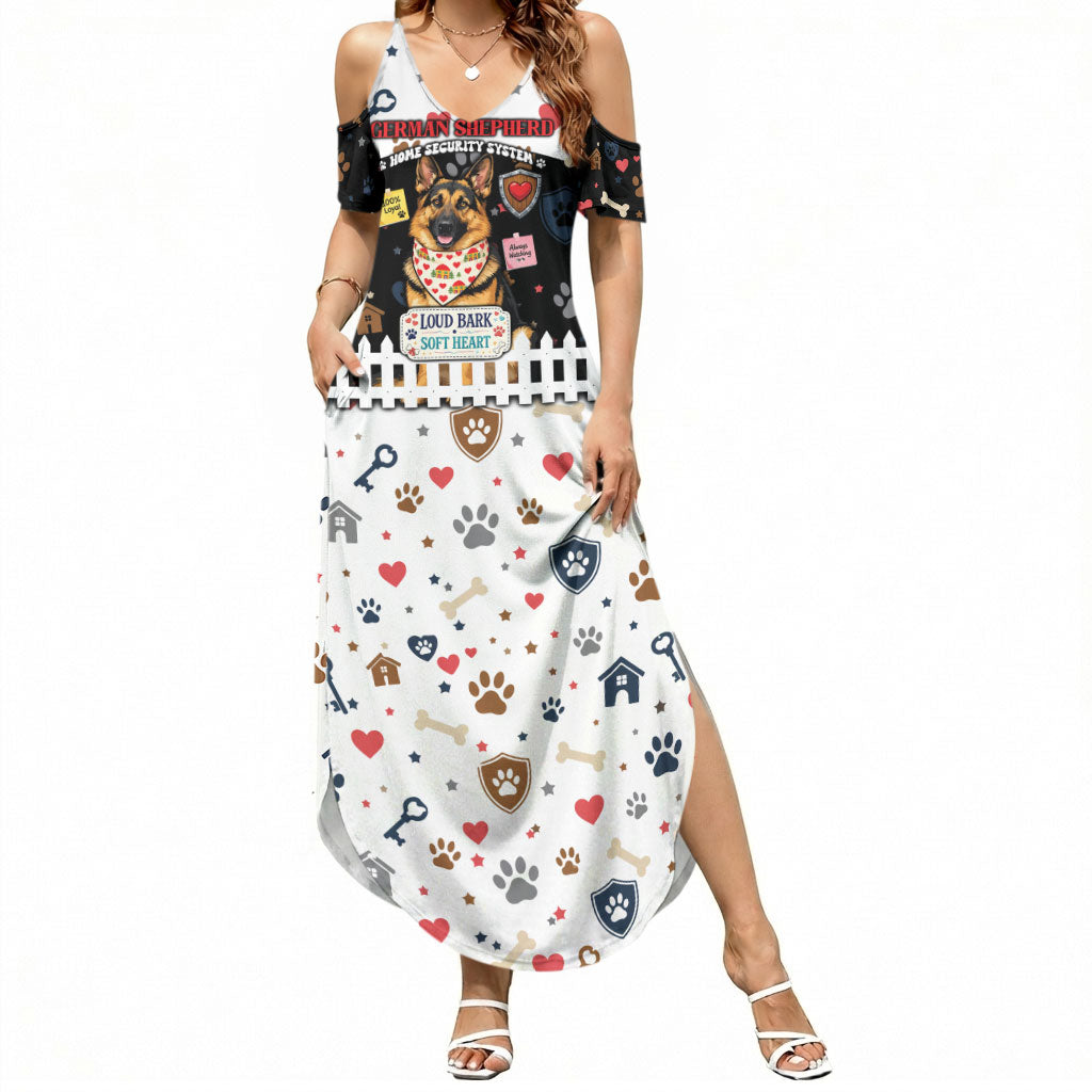 German Shepherd Home Security With A Heart Summer Maxi Dress Officer Loyal Guard Dog Best Friend Mascot