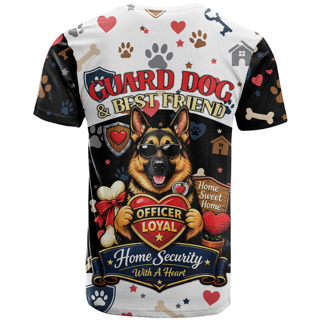 German Shepherd Home Security With A Heart T Shirt Officer Loyal Guard Dog Best Friend Mascot