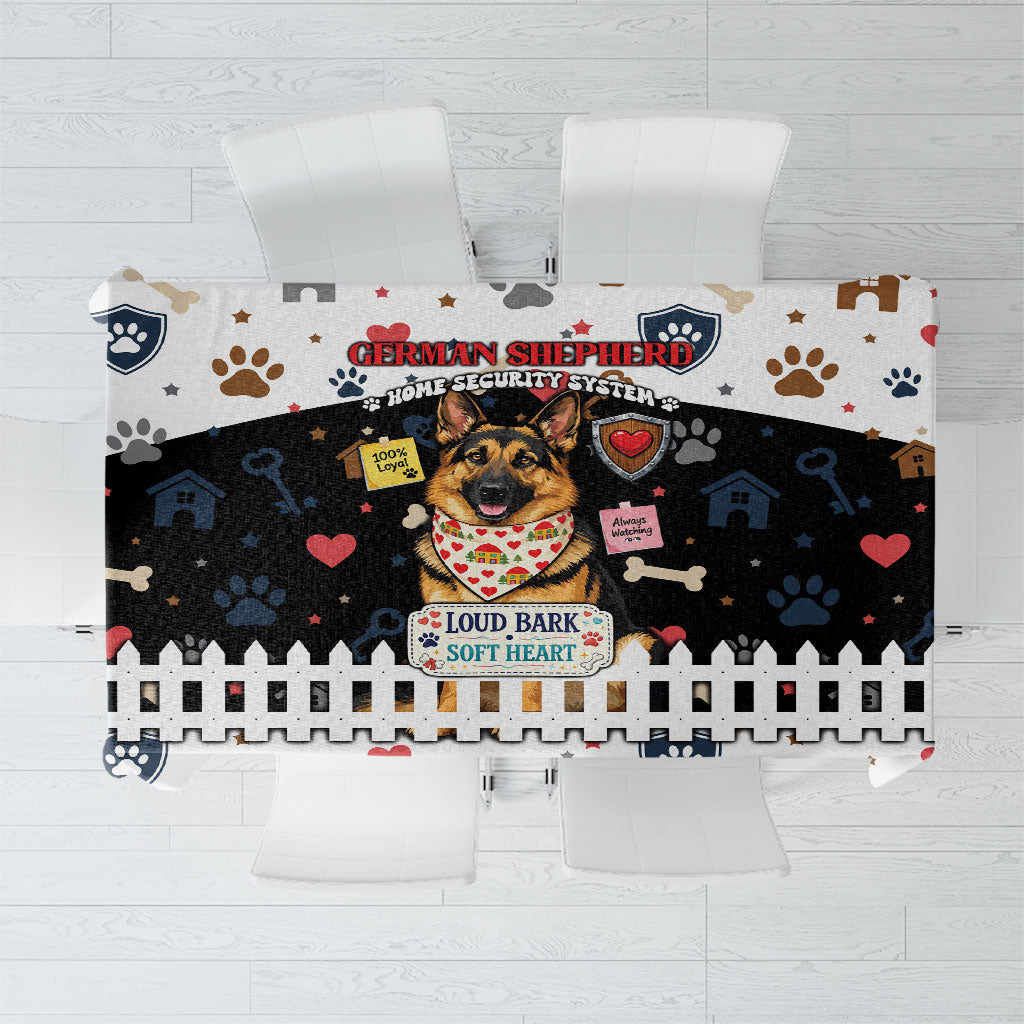 German Shepherd Home Security With A Heart Tablecloth Officer Loyal Guard Dog Best Friend Mascot