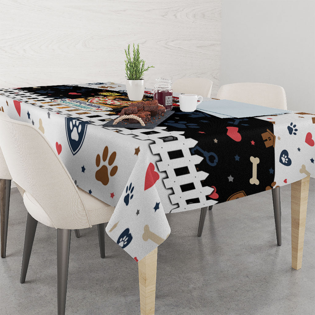 German Shepherd Home Security With A Heart Tablecloth Officer Loyal Guard Dog Best Friend Mascot