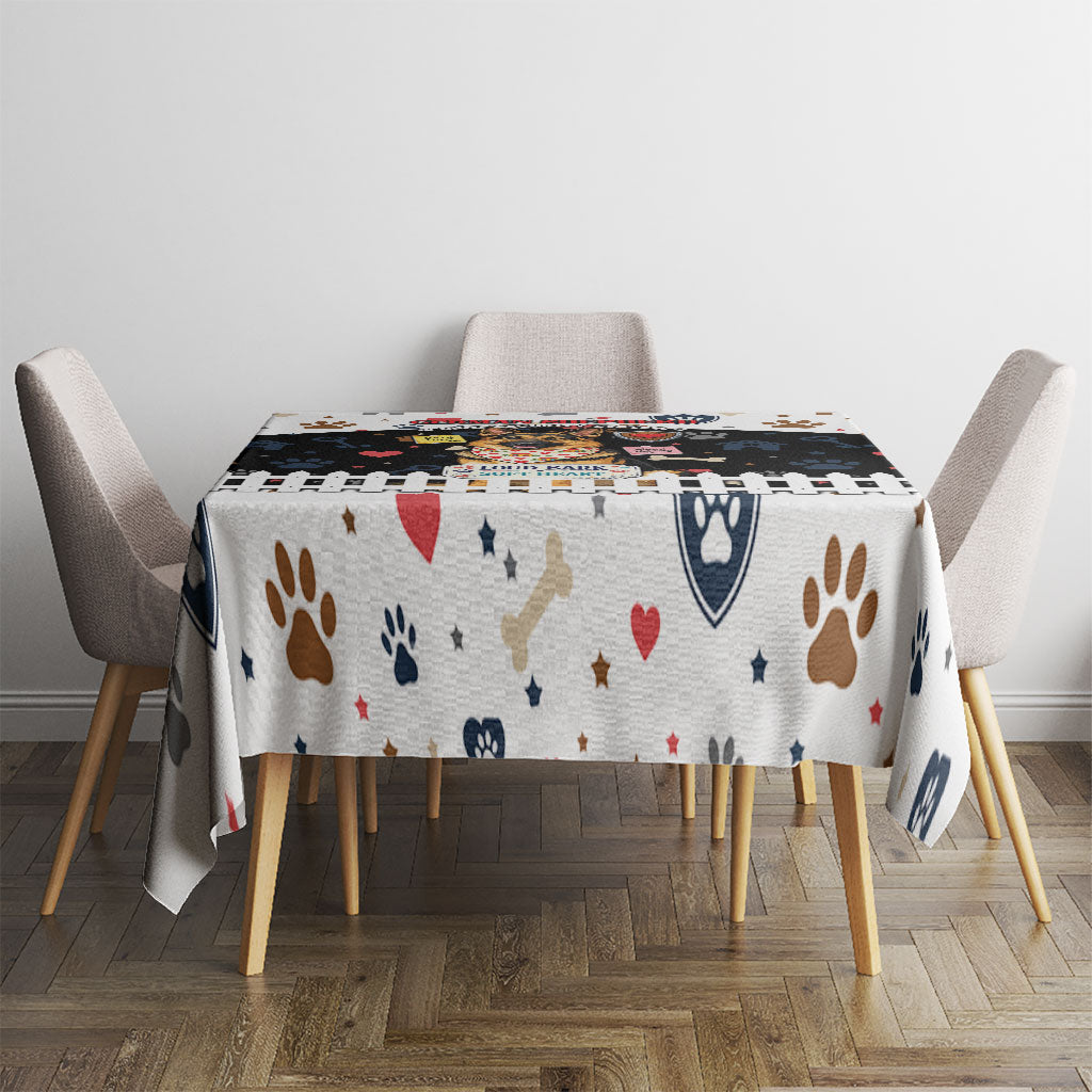 German Shepherd Home Security With A Heart Tablecloth Officer Loyal Guard Dog Best Friend Mascot