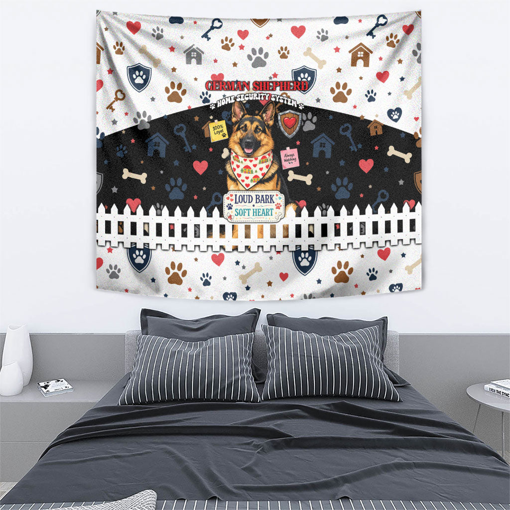 German Shepherd Home Security With A Heart Tapestry Officer Loyal Guard Dog Best Friend Mascot