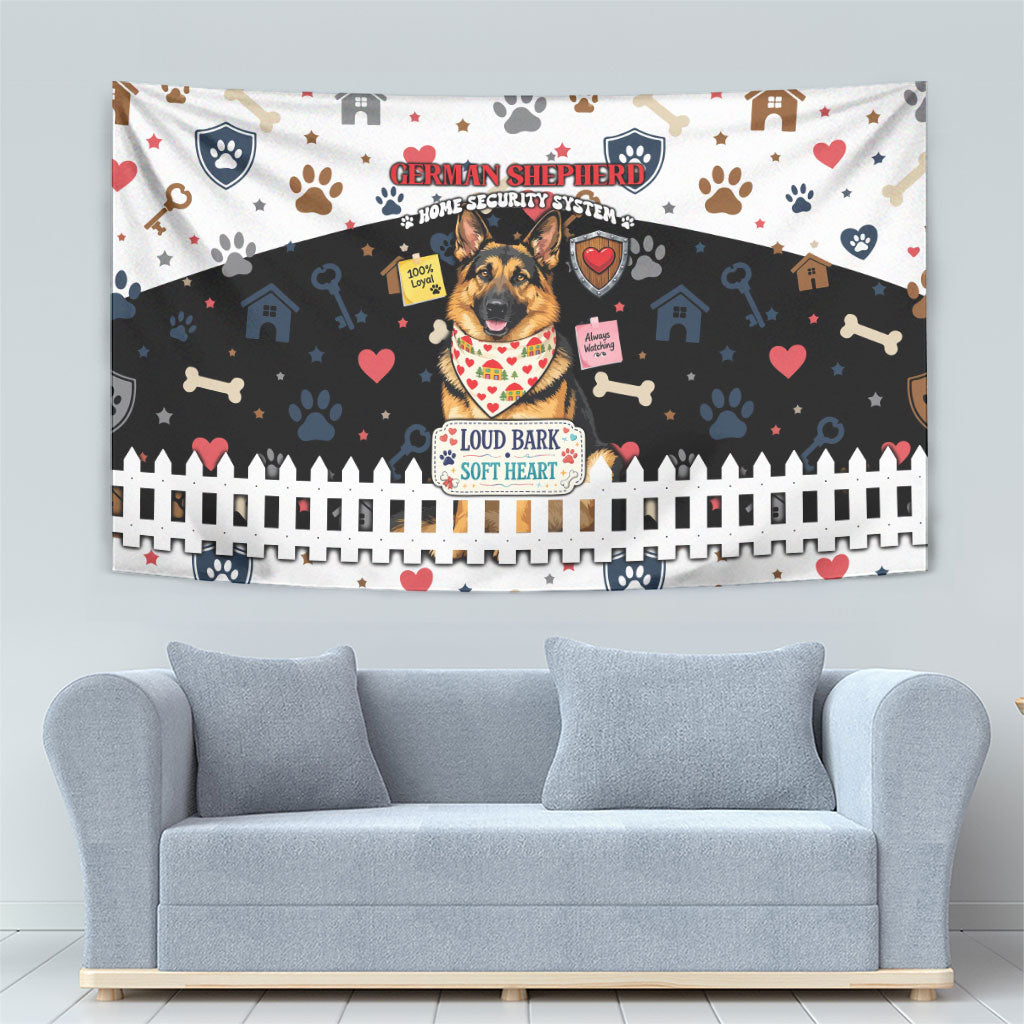 German Shepherd Home Security With A Heart Tapestry Officer Loyal Guard Dog Best Friend Mascot