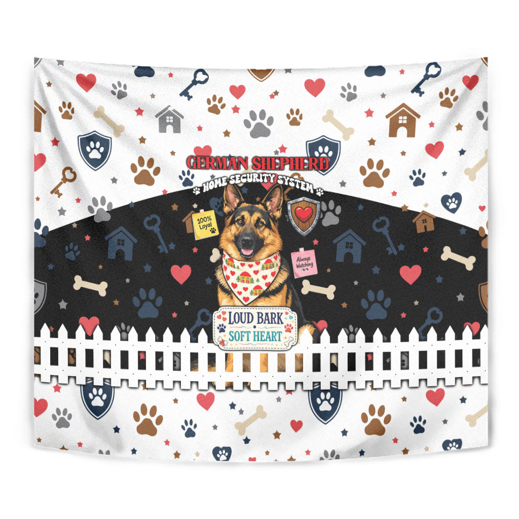 German Shepherd Home Security With A Heart Tapestry Officer Loyal Guard Dog Best Friend Mascot