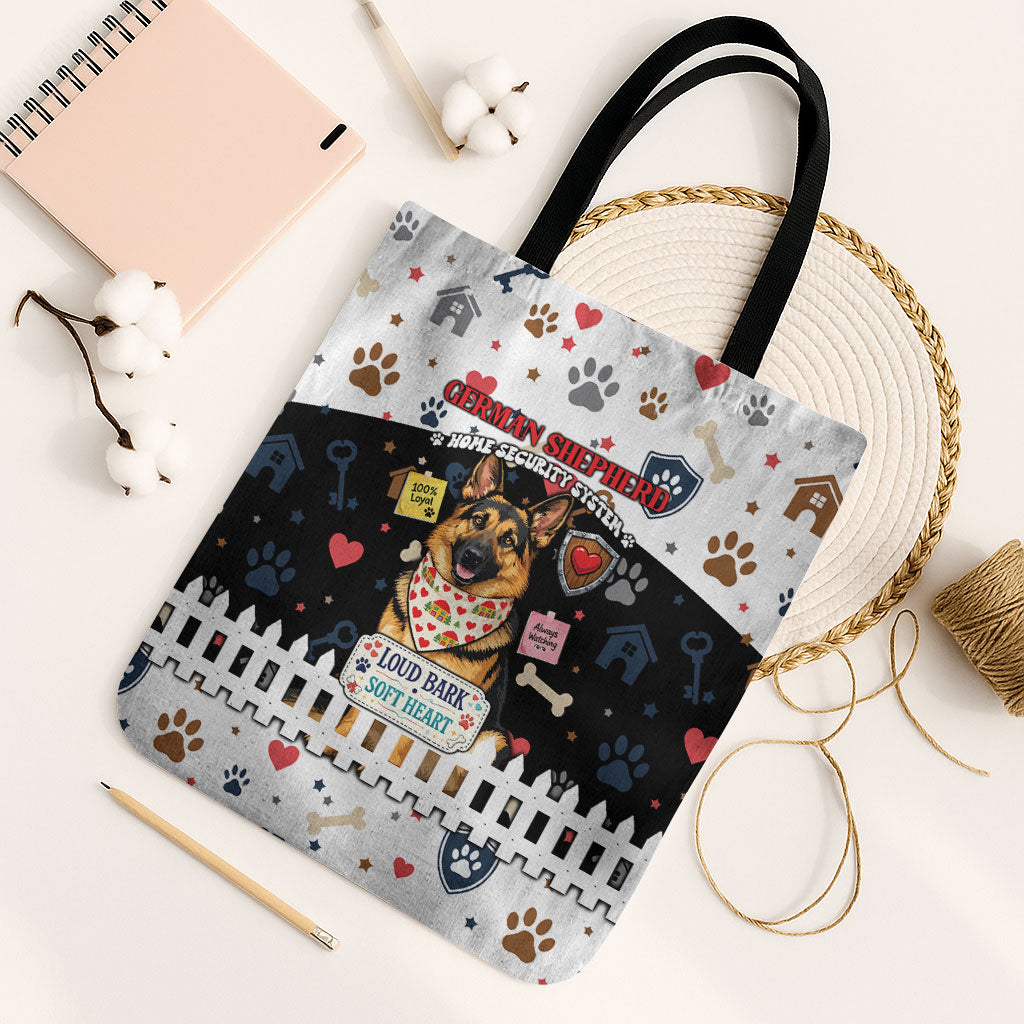 German Shepherd Home Security With A Heart Tote Bag Officer Loyal Guard Dog Best Friend Mascot