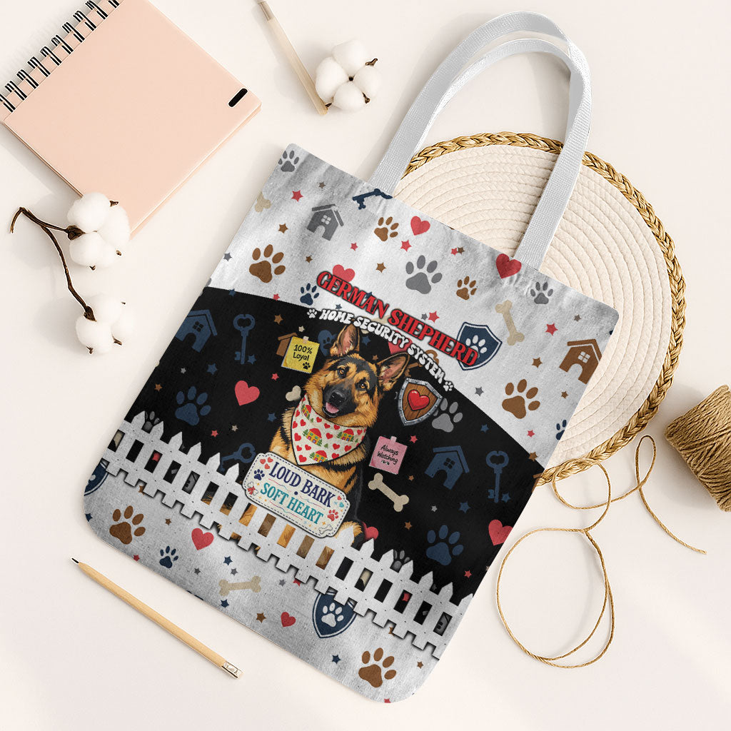 German Shepherd Home Security With A Heart Tote Bag Officer Loyal Guard Dog Best Friend Mascot