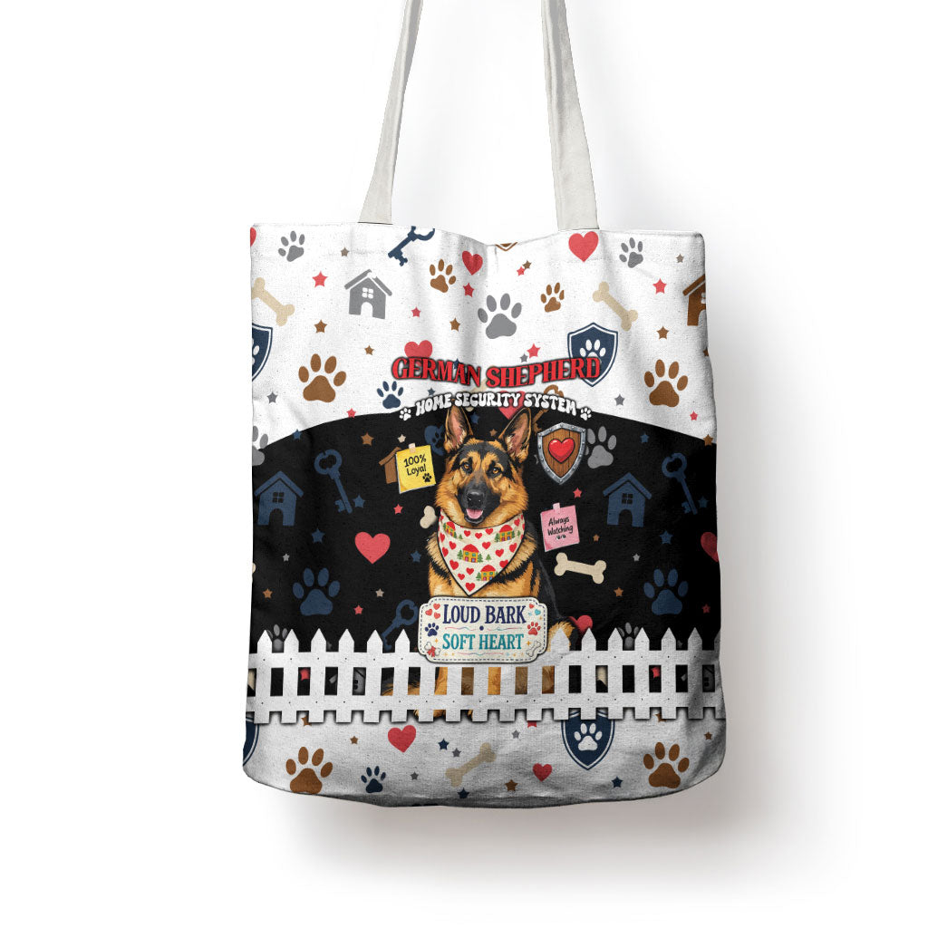 German Shepherd Home Security With A Heart Tote Bag Officer Loyal Guard Dog Best Friend Mascot