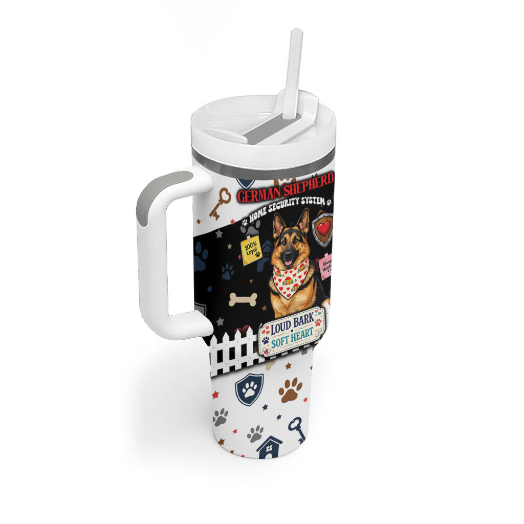 German Shepherd Home Security With A Heart Tumbler With Handle Officer Loyal Guard Dog Best Friend Mascot