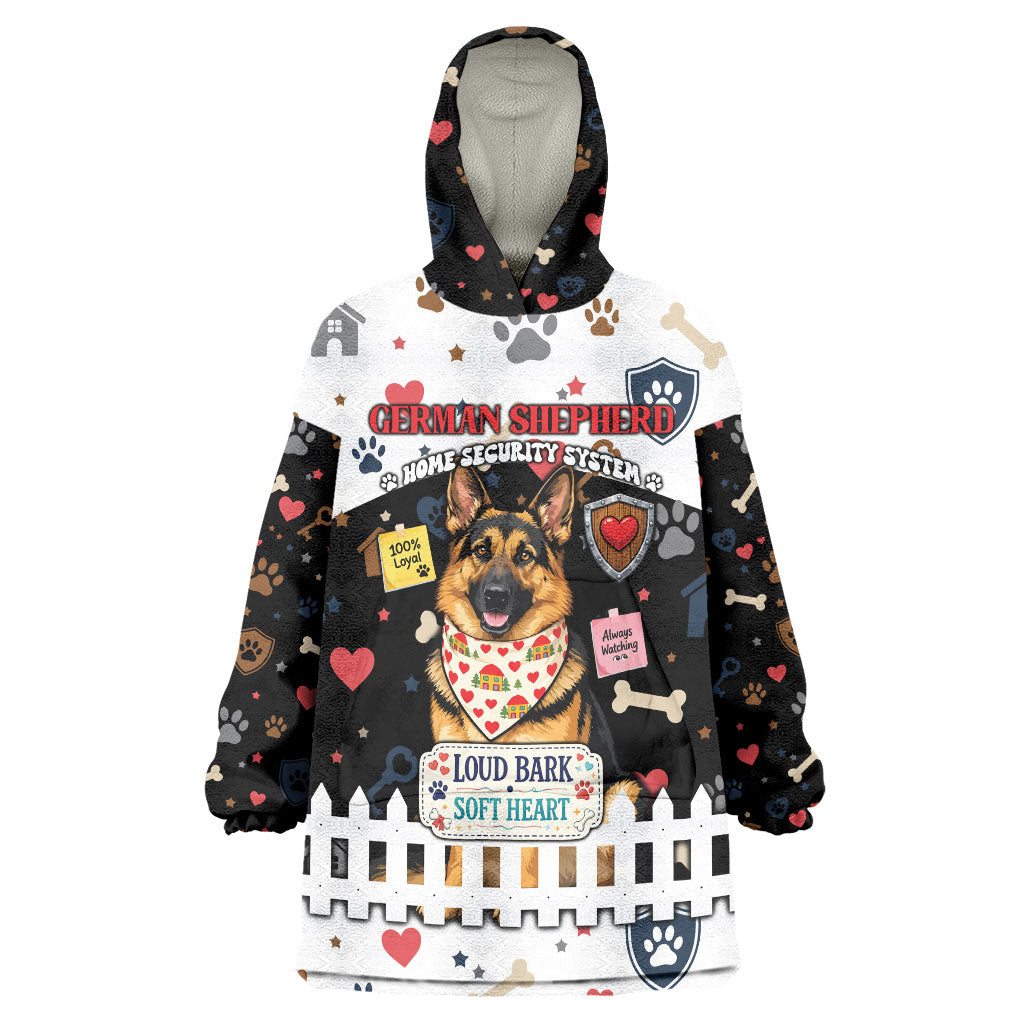 German Shepherd Home Security With A Heart Wearable Blanket Hoodie Officer Loyal Guard Dog Best Friend Mascot