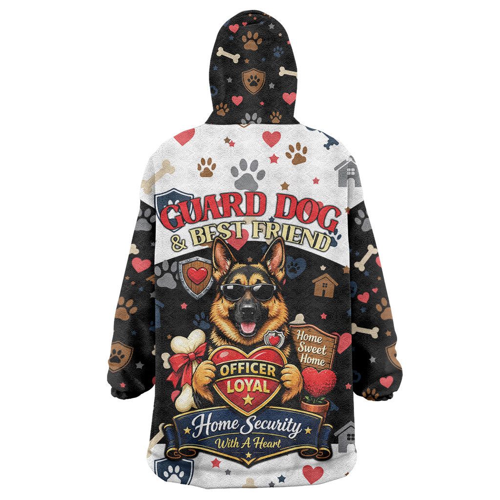 German Shepherd Home Security With A Heart Wearable Blanket Hoodie Officer Loyal Guard Dog Best Friend Mascot