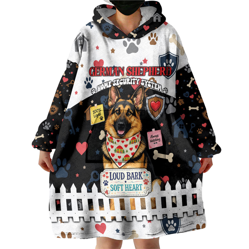 German Shepherd Home Security With A Heart Wearable Blanket Hoodie Officer Loyal Guard Dog Best Friend Mascot