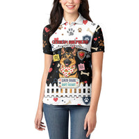 German Shepherd Home Security With A Heart Women Polo Shirt Officer Loyal Guard Dog Best Friend Mascot