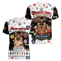 German Shepherd Home Security With A Heart Women V-Neck T-Shirt Officer Loyal Guard Dog Best Friend Mascot