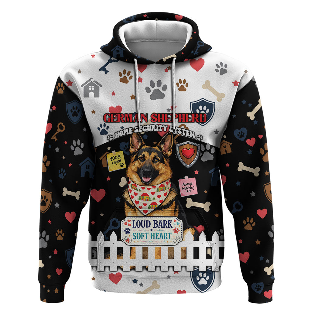 German Shepherd Home Security With A Heart Zip Hoodie Officer Loyal Guard Dog Best Friend Mascot
