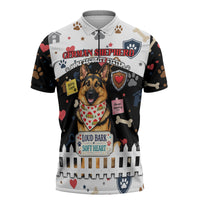 German Shepherd Home Security With A Heart Zipper Polo Shirt Officer Loyal Guard Dog Best Friend Mascot
