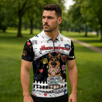 German Shepherd Home Security With A Heart Zipper Polo Shirt Officer Loyal Guard Dog Best Friend Mascot