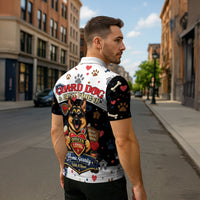 German Shepherd Home Security With A Heart Zipper Polo Shirt Officer Loyal Guard Dog Best Friend Mascot
