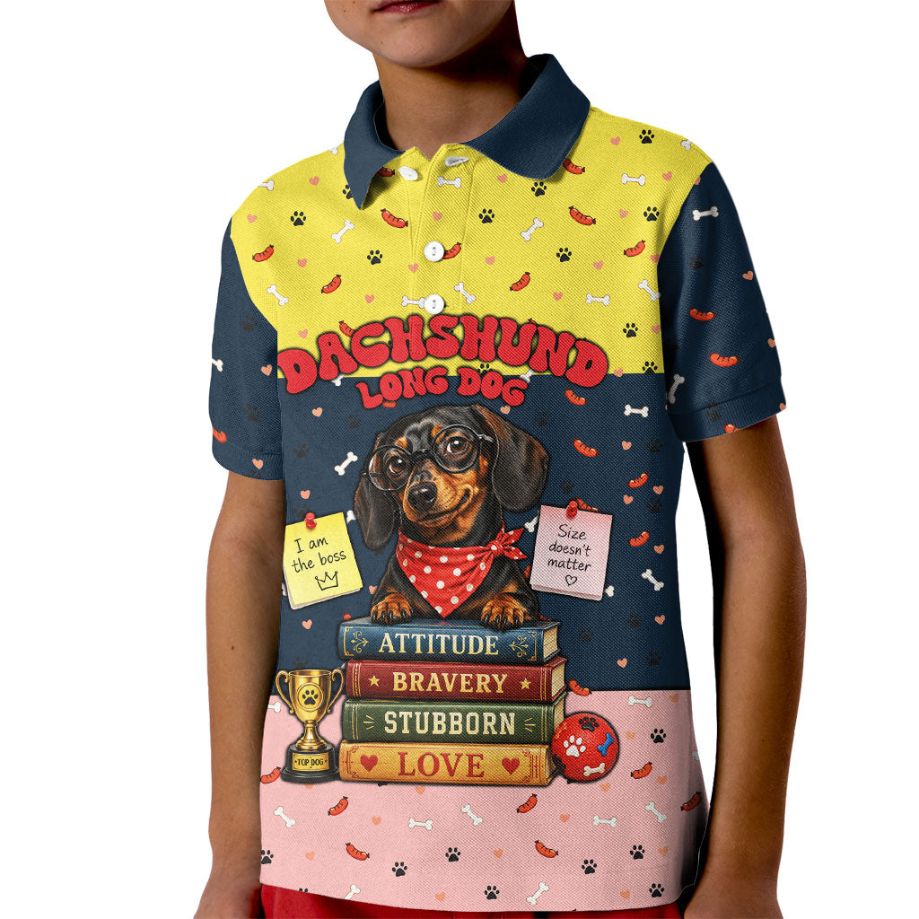 Dachshund Long Dog Big Personality Kid Polo Shirt Dachshund Lovers Club Cute Mascot