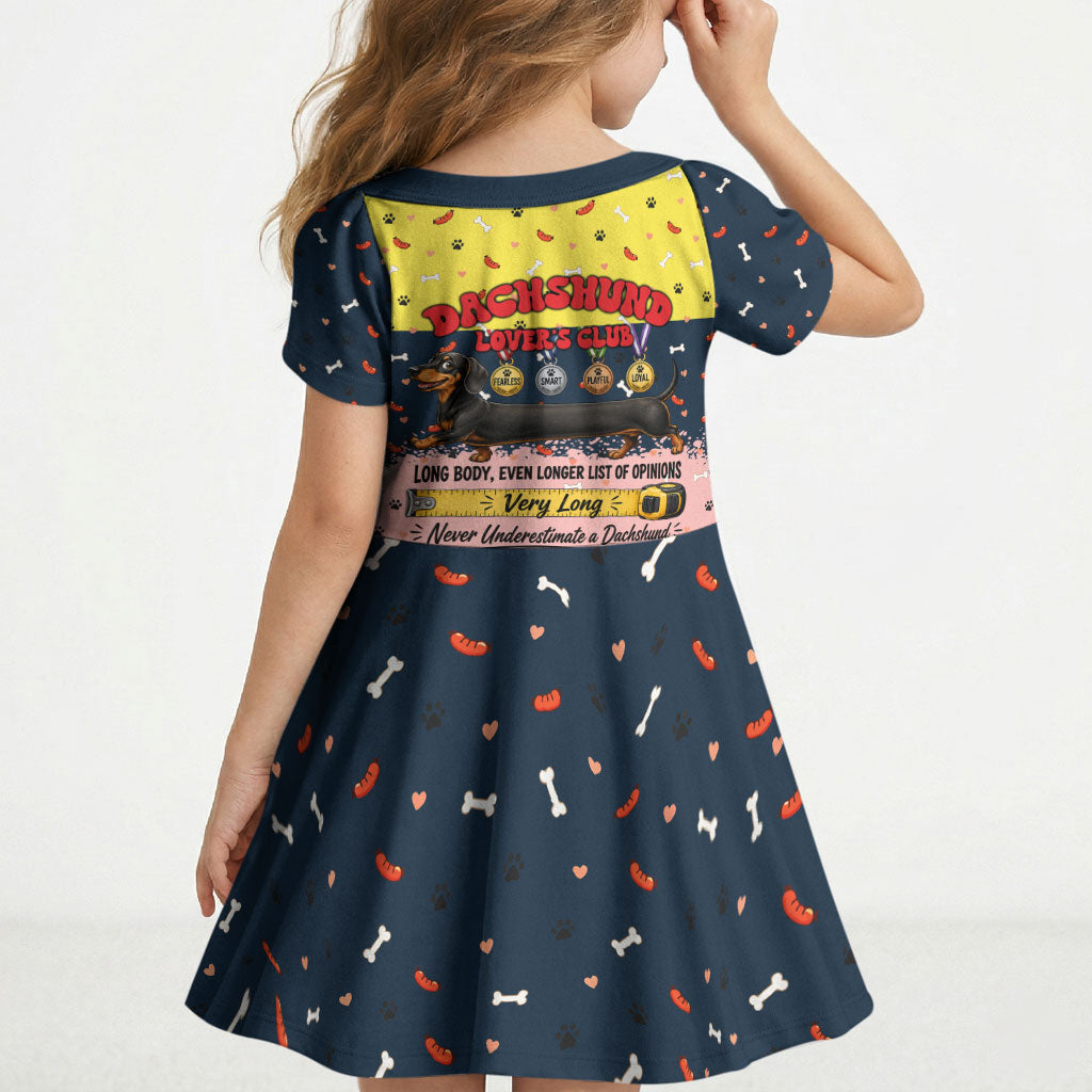 Dachshund Long Dog Big Personality Kid Short Sleeve Dress Dachshund Lovers Club Cute Mascot