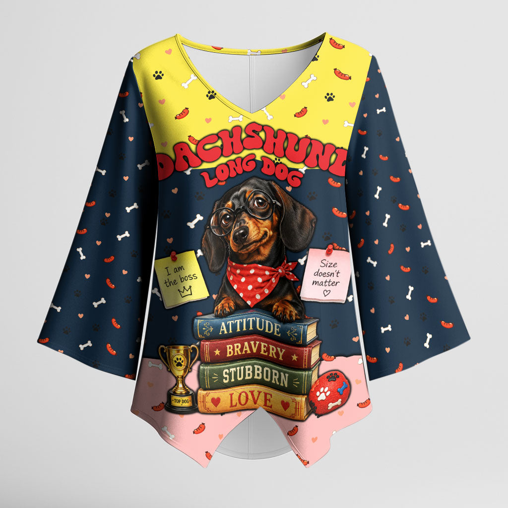 Dachshund Long Dog Big Personality Kimono Sleeve Blouse Dachshund Lovers Club Cute Mascot
