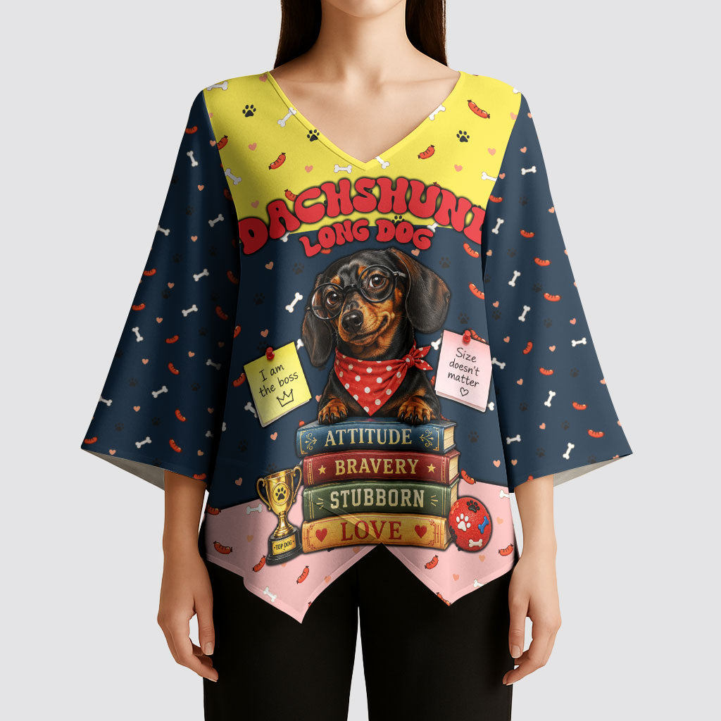 Dachshund Long Dog Big Personality Kimono Sleeve Blouse Dachshund Lovers Club Cute Mascot