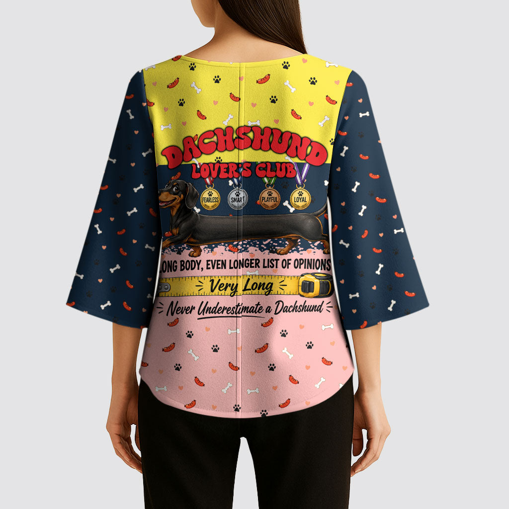 Dachshund Long Dog Big Personality Kimono Sleeve Blouse Dachshund Lovers Club Cute Mascot