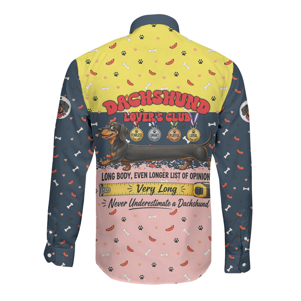 Dachshund Long Dog Big Personality Long Sleeve Button Shirt Dachshund Lovers Club Cute Mascot