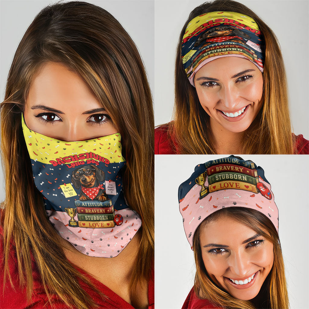 Dachshund Long Dog Big Personality Neck Gaiter Dachshund Lovers Club Cute Mascot