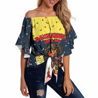 Dachshund Long Dog Big Personality Off Shoulder Wrap Waist Top Dachshund Lovers Club Cute Mascot