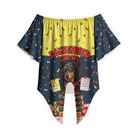 Dachshund Long Dog Big Personality Off Shoulder Wrap Waist Top Dachshund Lovers Club Cute Mascot