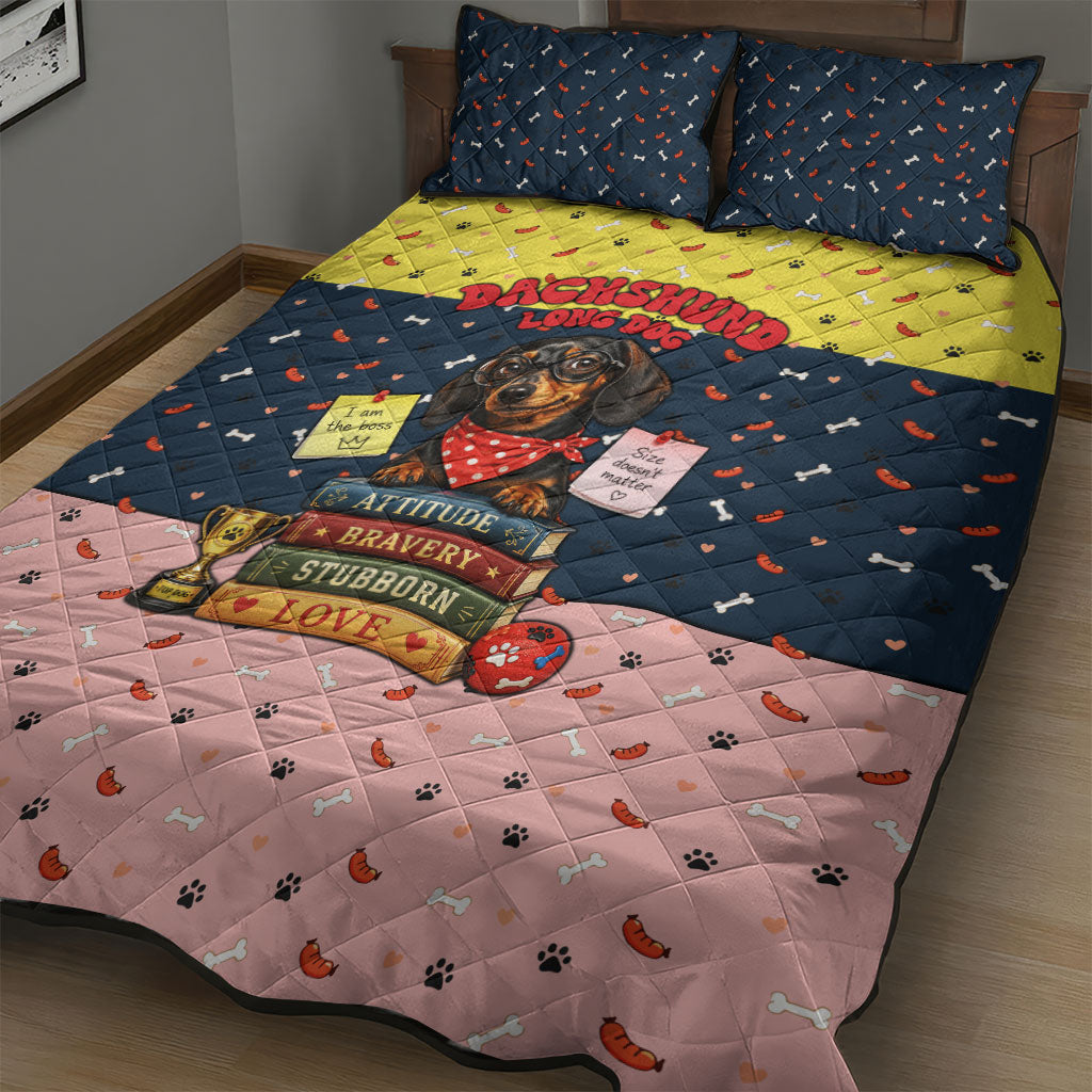 Dachshund Long Dog Big Personality Quilt Bed Set Dachshund Lovers Club Cute Mascot