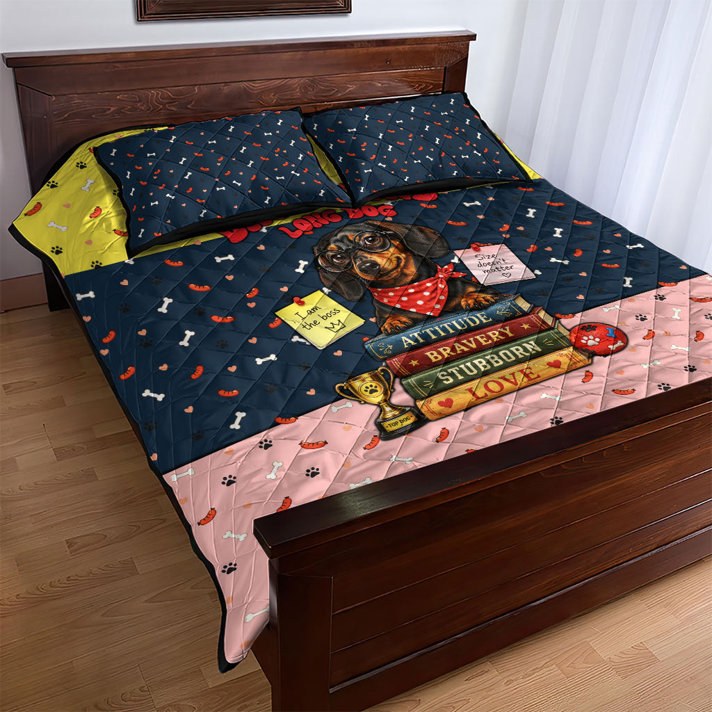 Dachshund Long Dog Big Personality Quilt Bed Set Dachshund Lovers Club Cute Mascot