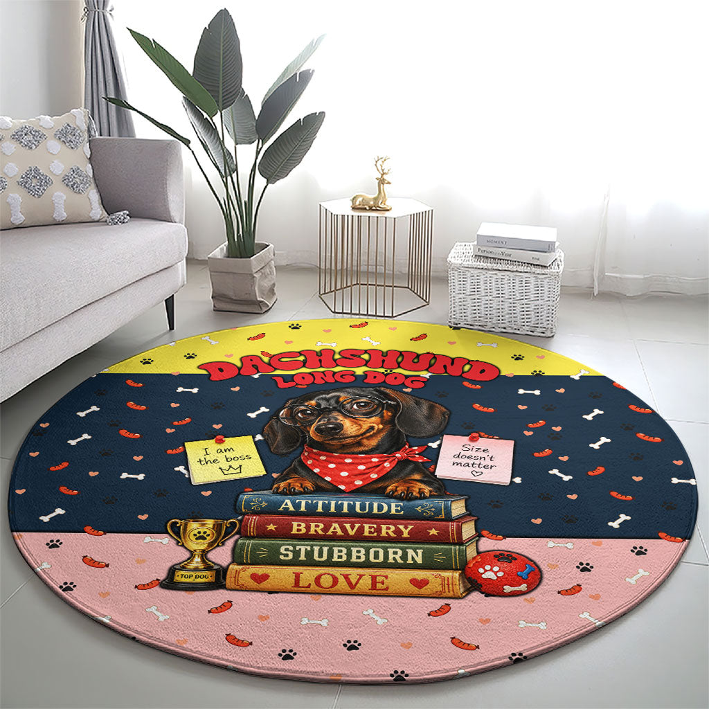 Dachshund Long Dog Big Personality Round Carpet Dachshund Lovers Club Cute Mascot