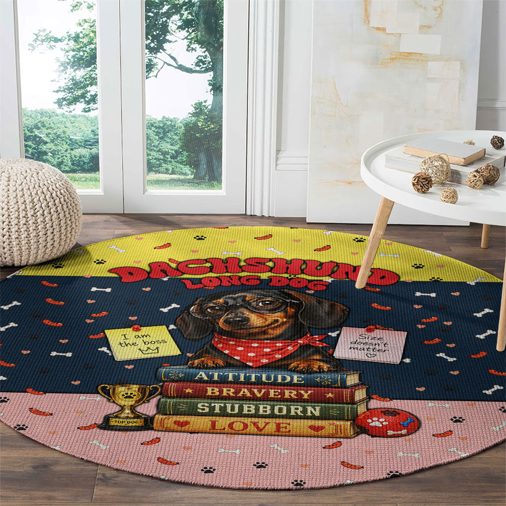 Dachshund Long Dog Big Personality Round Carpet Dachshund Lovers Club Cute Mascot