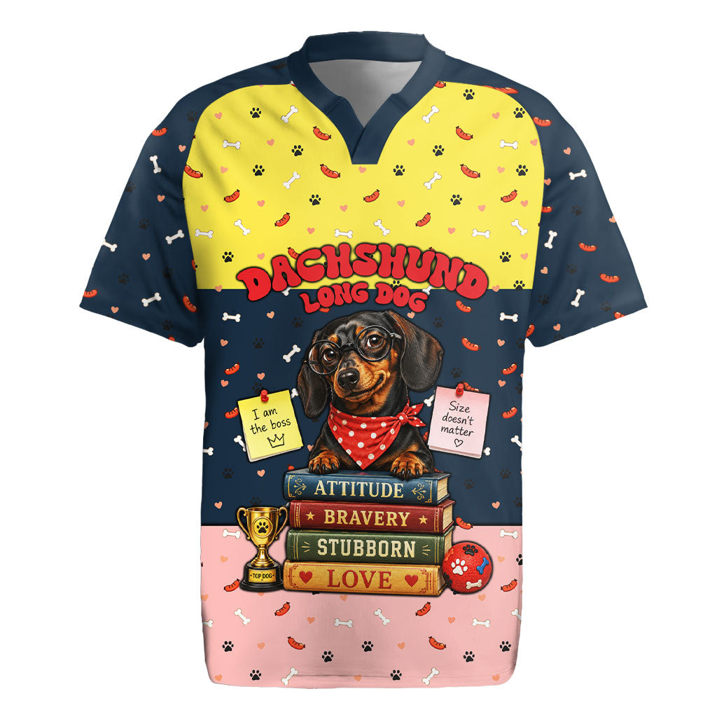 Dachshund Long Dog Big Personality Rugby Jersey Dachshund Lovers Club Cute Mascot