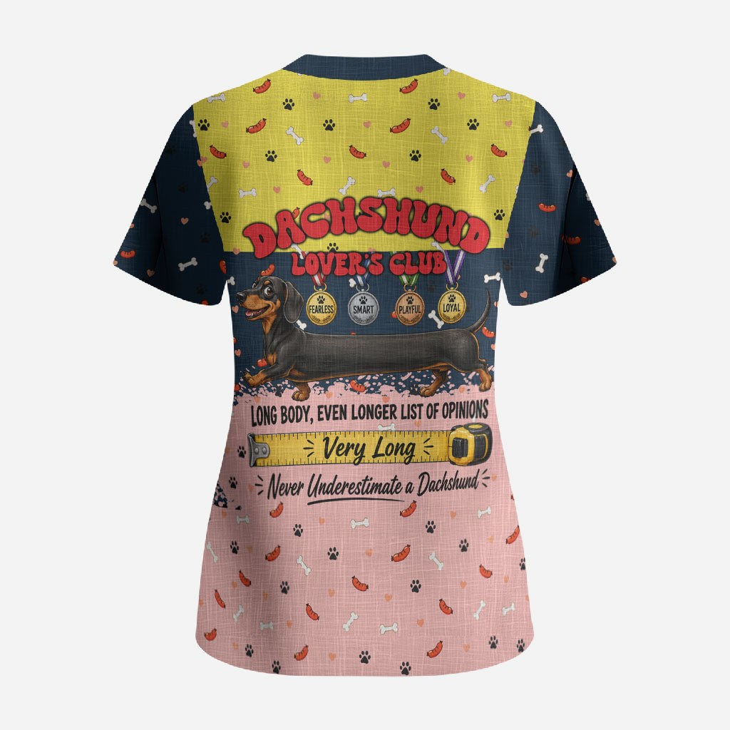 Dachshund Long Dog Big Personality Scrub Top Dachshund Lovers Club Cute Mascot