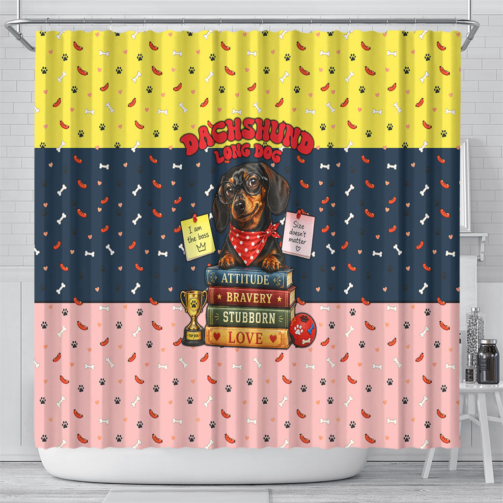 Dachshund Long Dog Big Personality Shower Curtain Dachshund Lovers Club Cute Mascot