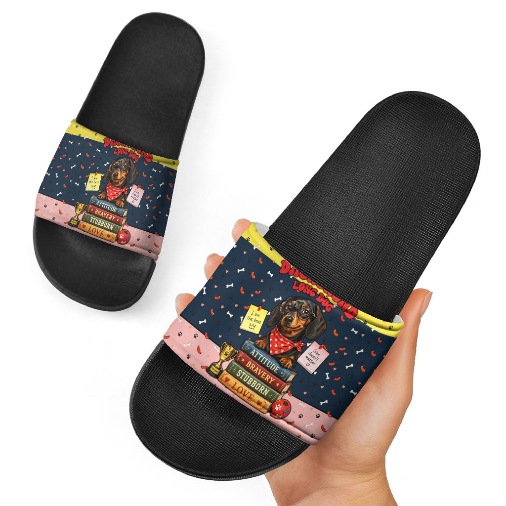 Dachshund Long Dog Big Personality Slide Sandals Dachshund Lovers Club Cute Mascot