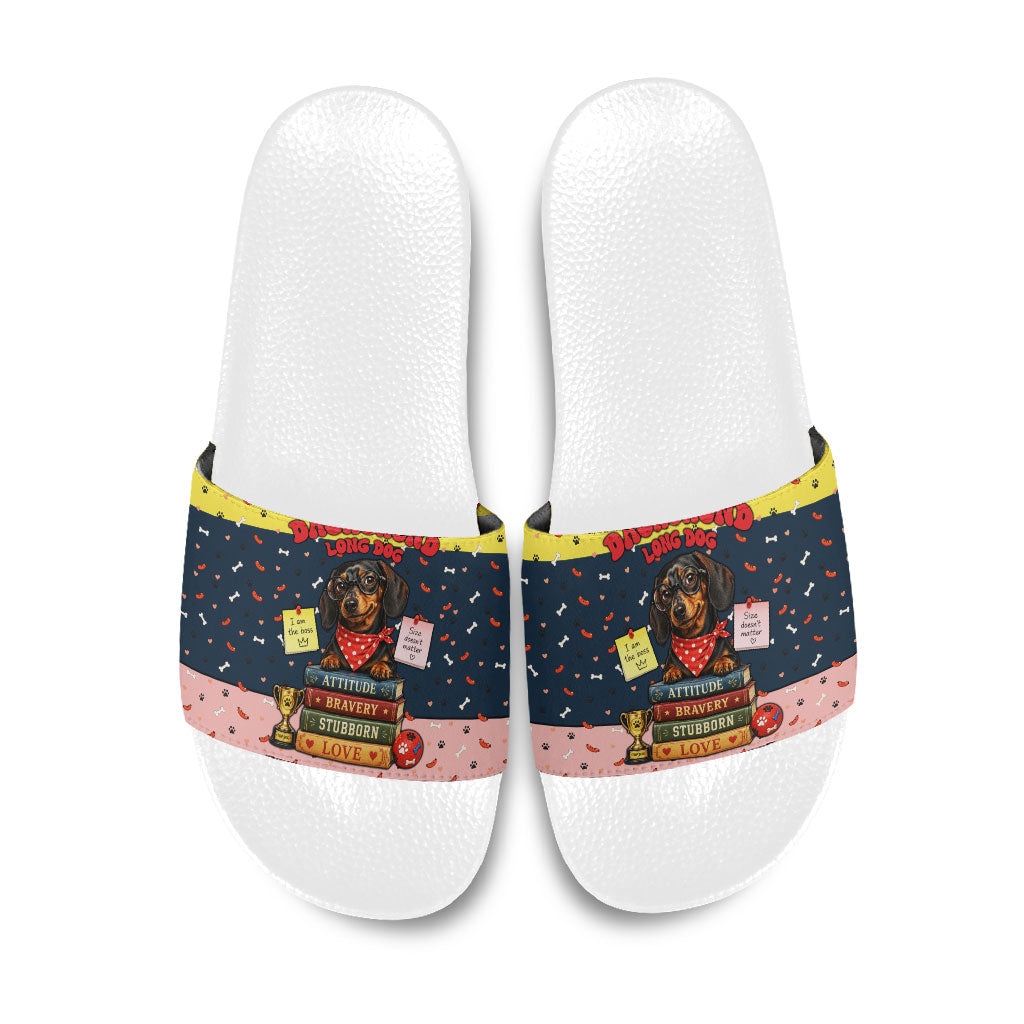 Dachshund Long Dog Big Personality Slide Sandals Dachshund Lovers Club Cute Mascot