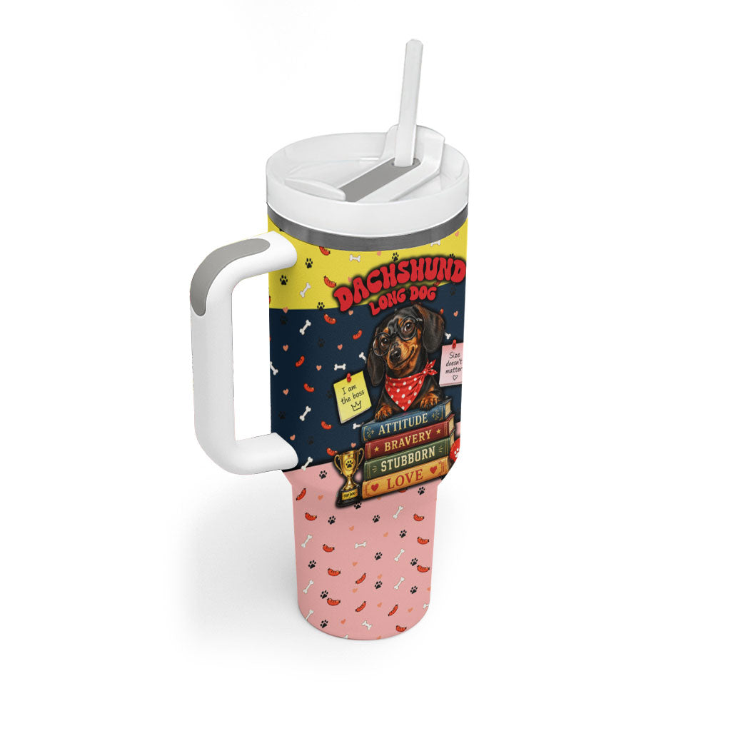 Dachshund Long Dog Big Personality Tumbler With Handle Dachshund Lovers Club Cute Mascot