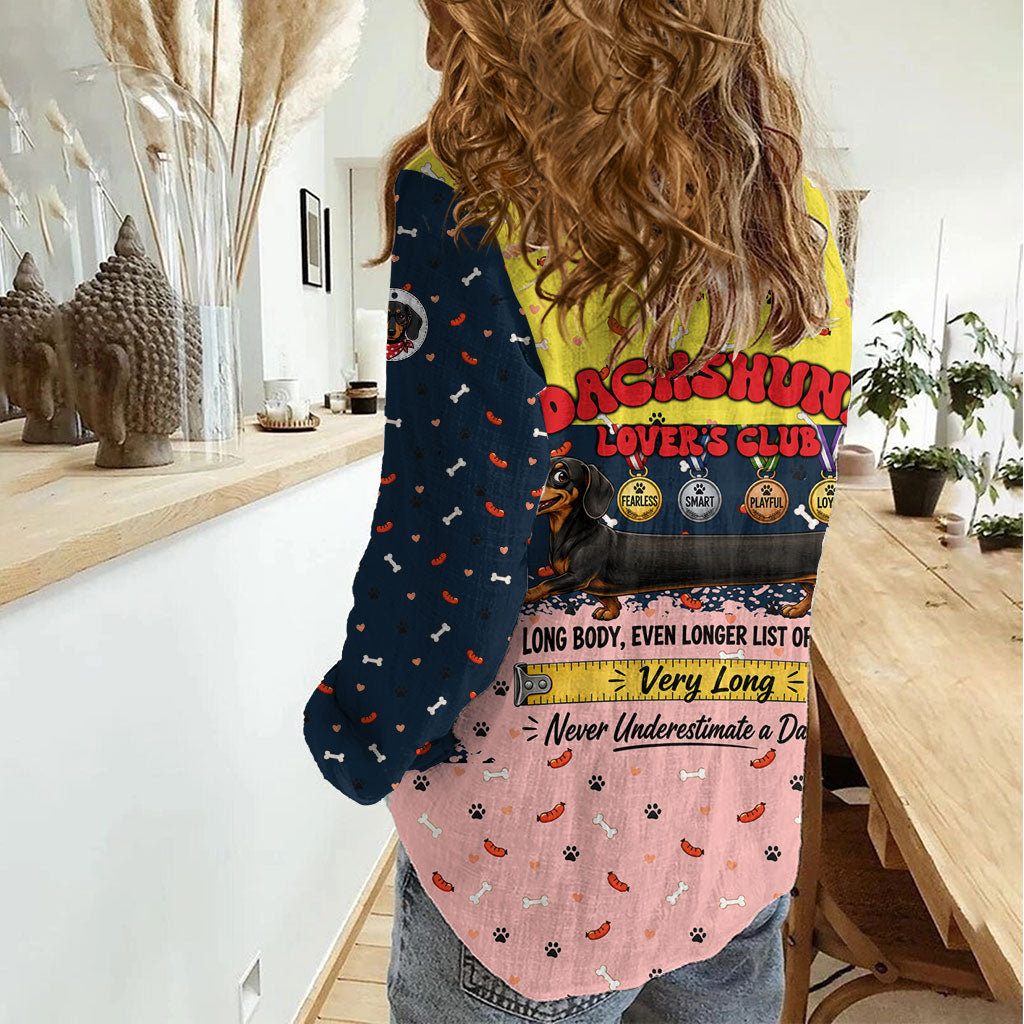 Dachshund Long Dog Big Personality Women Casual Shirt Dachshund Lovers Club Cute Mascot